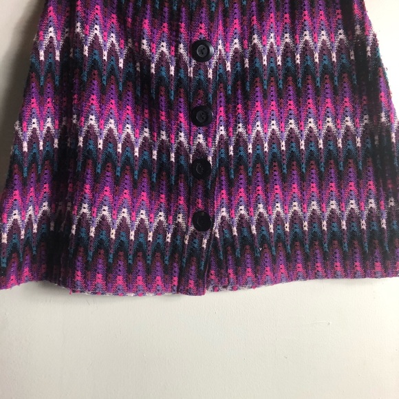FREE PEOPLE Mini skirt purple & pink CHEVRON print - Picture 5 of 10